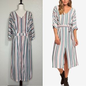 NWOT Roxy Run the Road 3/4 Sleeve Midi Dress, Sz Large